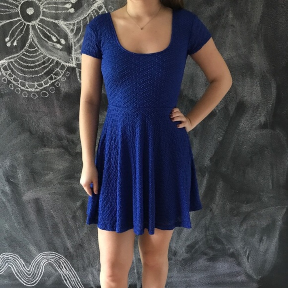 UO Cobalt Blue Skater/ Fit and Flare Dress
